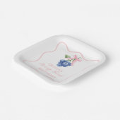 Berry erste Heidelbeere Geburtstag Pink Bow Coquet Pappteller (Gewinkelt)