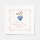 Berry erste Heidelbeere Geburtstag Pink Bow Coquet Serviette (Vorderseite)