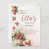 Berry erste Sommer Erdbeere Geburtstag Einladung (Vorderseite)