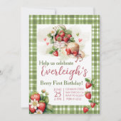 Berry Erste sommerliche Erdbeere Geburtstag Einladung (Vorderseite)