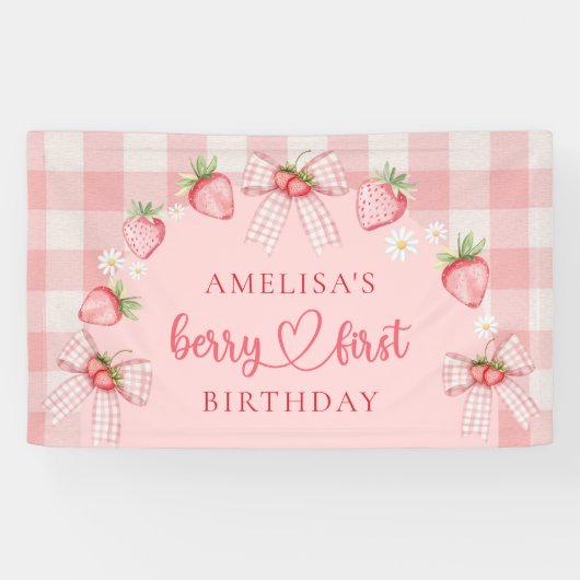 Berry Erste Süße 1. Geburtstag Erdbeere Banner (Horizontal)