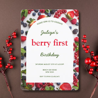 Berry Erster 1. Geburtstag Foto Einladung