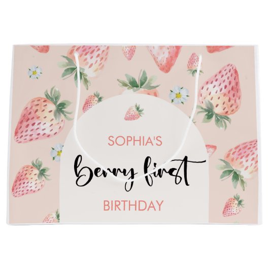 Berry erster Erdbeeren-Kindergeburtstag Große Geschenktüte (Vorderseite)