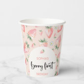 Berry erster Erdbeeren-Kindergeburtstag Pappbecher (Rückseite)