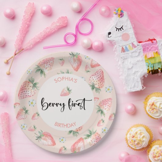 Berry erster Erdbeeren-Kindergeburtstag Pappteller (Party)