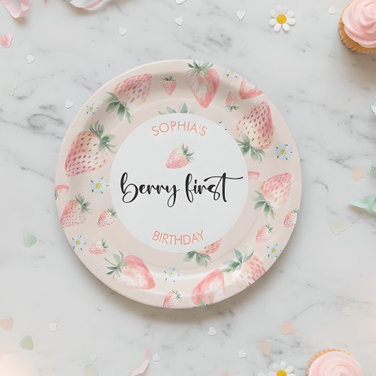 Berry erster Erdbeeren-Kindergeburtstag Pappteller