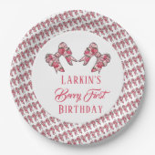 Berry erster Erdbeergeburtstag Pink Bow Pappteller (Vorderseite)