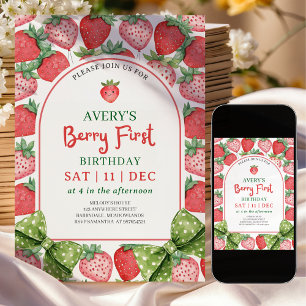 Berry Erster Geburtstag 1. Berry Geburtstagseinlad Einladung