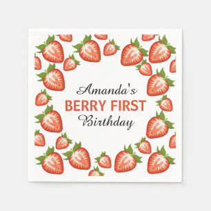 Berry erster Geburtstag Berry Girl pink Strawberry Serviette