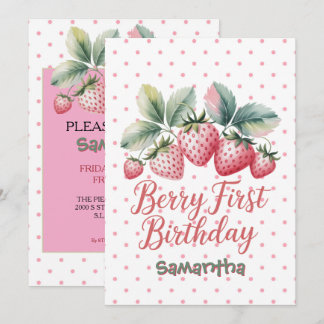 Berry Erster Geburtstag Erdbeer Eine Süße Beere Einladung
