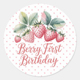 Berry Erster Geburtstag Erdbeer Eine Süße Beere  Runder Aufkleber