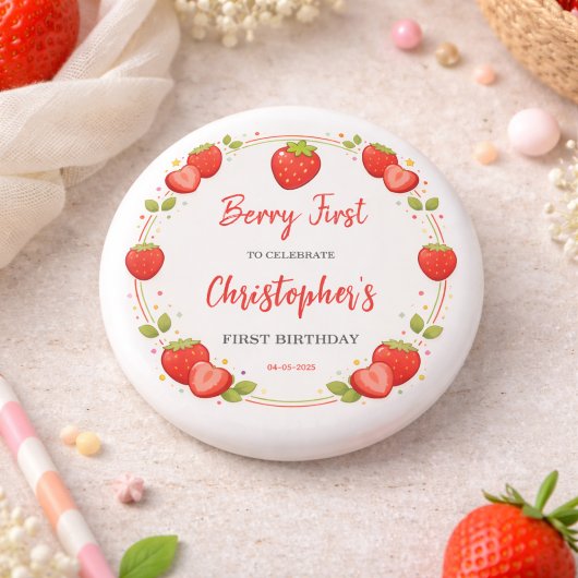 Berry Erster Geburtstag | Erdbeere 1. Geburtstag Button