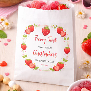 Berry Erster Geburtstag   Erdbeere 1. Geburtstag Geschenktütchen