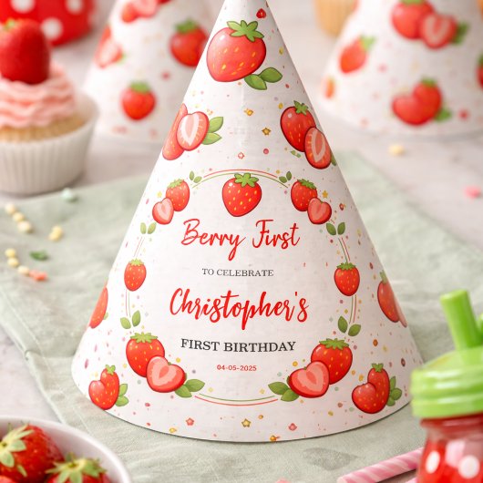 Berry Erster Geburtstag | Erdbeere 1. Geburtstag Partyhütchen