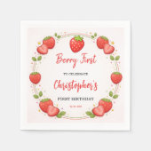 Berry Erster Geburtstag | Erdbeere 1. Geburtstag Serviette (Vorderseite)