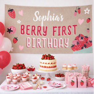 Berry Erster Geburtstag Erdbeere Kraftpapierbanner Banner