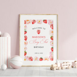 Berry Erster Geburtstag Erdbeerschleife Willkommen Poster