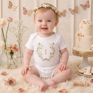 Berry Erster Geburtstag Floral Baby Strampler
