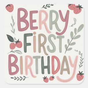Berry Erster Geburtstag für Mädchen Aufkleber
