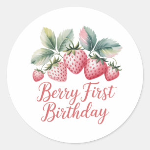 Berry Erster Geburtstag Strawberry One Sweet Berry Runder Aufkleber