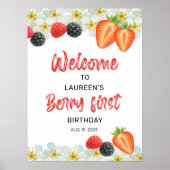 Berry Erster Geburtstag Willkommensschild Poster (Vorne)