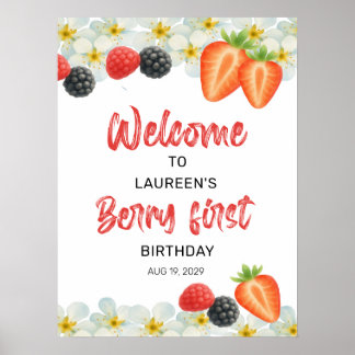 Berry Erster Geburtstag Willkommensschild Poster