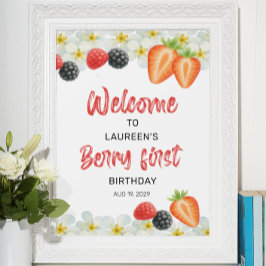 Berry Erster Geburtstag Willkommensschild Poster