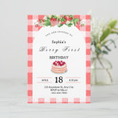 Berry Erstgeburtstag Einladung Beere (Stehend Vorderseite)