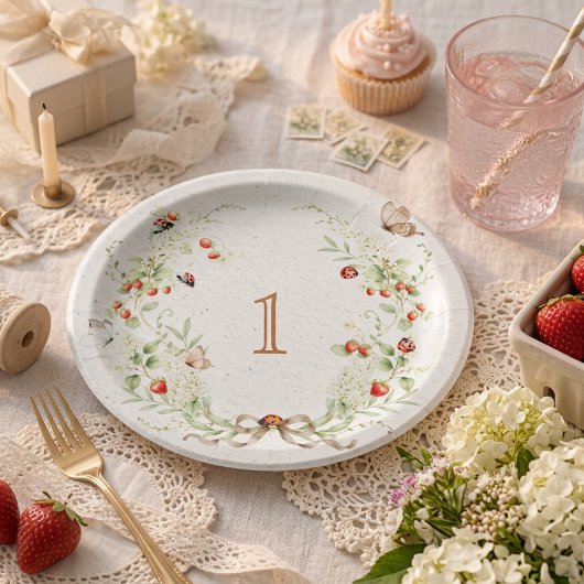 Berry-Erstgeburtstag-Kranz-Gartenparty Pappteller