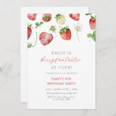Berry Fantastic Strawberry Birthday Einladung (Vorne/Hinten)