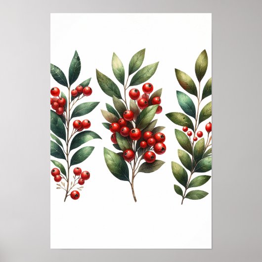 Berry Festive - Lush Winterbergs Branches Poster (Vorne)