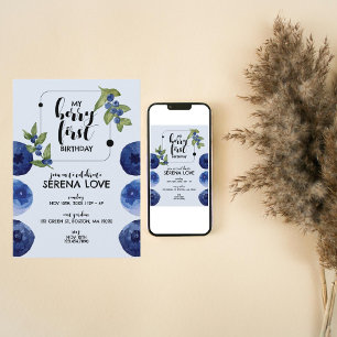 Berry First   1. Geburtstag   Blaubeere   Blau Einladung