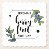 Berry First | 1. Geburtstag | Blaubeere | Miminal Untersetzer (Vorderseite)