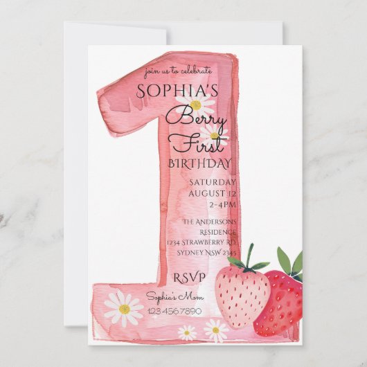 Berry First 1. Geburtstag Einladung (Vorderseite)