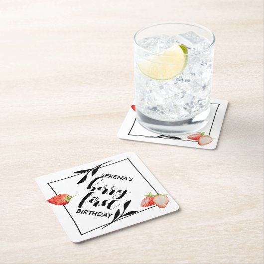 Berry First | 1. Geburtstag | Erdbeere | Modern Untersetzer (Vor Ort)