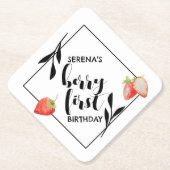 Berry First | 1. Geburtstag | Erdbeere | Modern Untersetzer (Vorderseite)