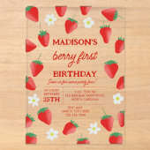 Berry First 1. Geburtstag Erdbeere wird Eins Acryleinladungen (Vorderseite)