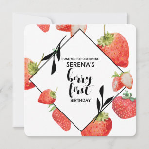 Berry First 1. Geburtstag Moderne Erdbeere Dankeskarte