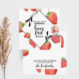 Berry First | 1. Geburtstag | Moderne Erdbeere Dankeskarte