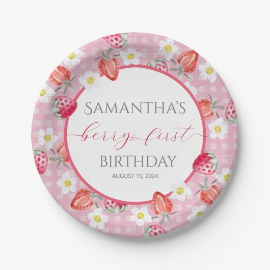 Berry First 1. Geburtstag Papierplatte Pappteller (Vorderseite)