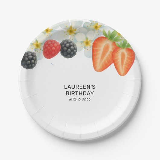 Berry First 1. Geburtstag  Pappteller (Vorderseite)