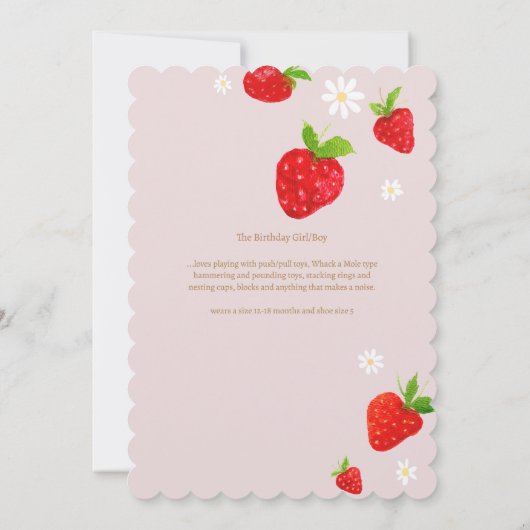 Berry First 1. Strawberry Birthday Einladung (Rückseite)