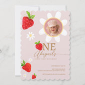 Berry First 1. Strawberry Birthday Foto Einladung (Vorderseite)