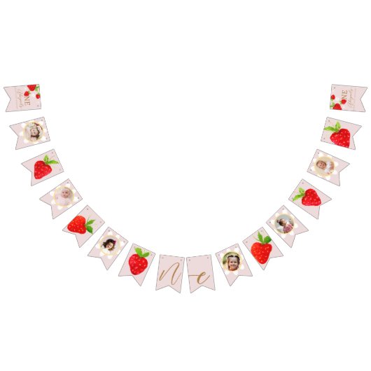 Berry First 1. Strawberry Birthday Foto Wimpelkette (Alle)