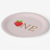 Berry First 1. Strawberry Birthday Pappteller (Schrägansicht)