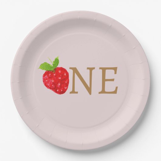 Berry First 1. Strawberry Birthday Pappteller (Vorderseite)