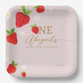 Berry First 1. Strawberry Birthday Pappteller (Vorderseite)