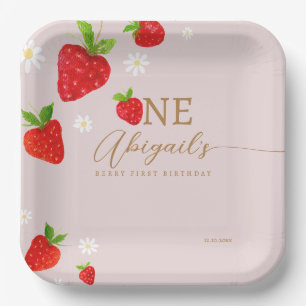 Berry First 1. Strawberry Birthday Pappteller