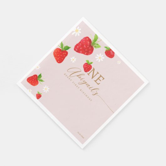 Berry First 1. Strawberry Birthday Serviette (Ecke)