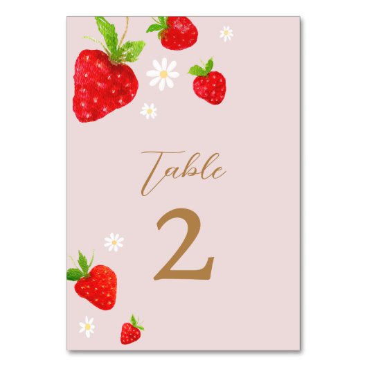Berry First 1. Strawberry Birthday Tischnummer (Vorderseite)